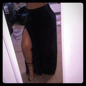Violet Velvet Maxi Slit Skirt